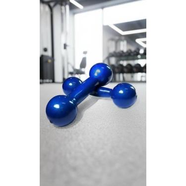 Imagem de Halter Emborrachado Bola 2kg Par Azul - Congratulations Store