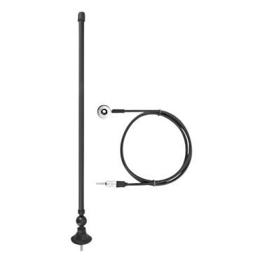 Imagem de Antena Cargo Universal Haste Fixa Flexível Base Preta Antico AN002