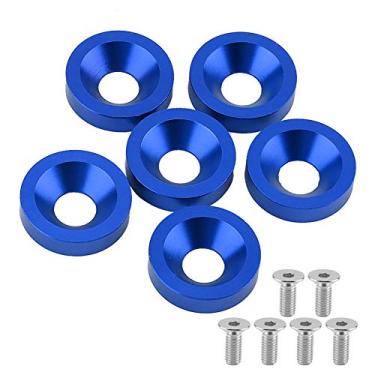 Imagem de Kit de parafusos de arruela de para-choque de carro, 6 peças, moldura de placa de motocicleta para-choque, capa do motor (azul)