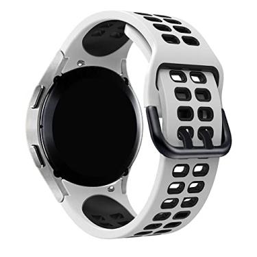 Imagem de Pulseira Esportiva Moderna LTIMPORTS compatível com Galaxy Watch 7/6/6 Classic/5/5 Pro/4/4 Classic e Galaxy Watch FE (Branco/Preto)