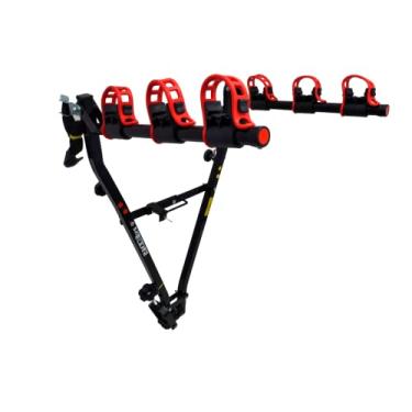 Imagem de Suporte para bike Transbike Engate p/ 3 bicicletas Preto tira Vermelha Sedan Hatch