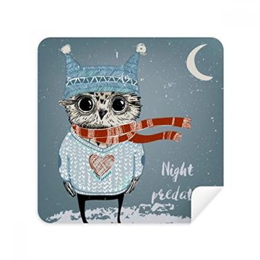 Imagem de Sketching Lovely Owl Winter Night Glasses Cloth Screen Cleaner Suede Fabric 2 Pack