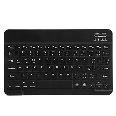 Imagem de Teclado sem fio, teclado Bluetooth com retroiluminação RGB de 10 polegadas, silencioso, portátil, ergonômico, para laptop, tablet, smartphone (teclado espanhol)