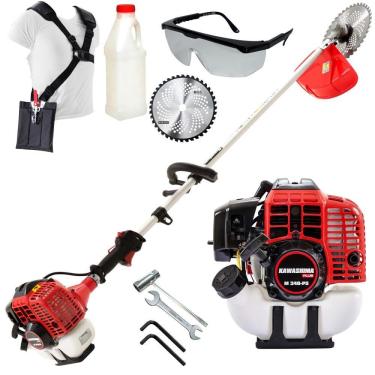 Imagem de Roçadeira Profissional Lateral Kawashima KW340T Linha Plus 34cc 2T á Gasolina Com Empunhadura Circular e Lamina de Vídia Ideal Para Trabalhos Pesados
