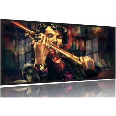 Imagem de Quadro Sherlock Holmes E Violino Art 130x60 Moldura Preta 2x2