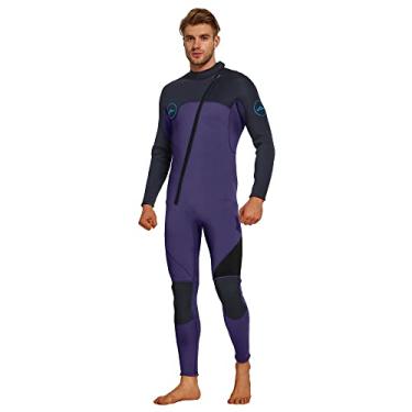 Imagem de Roupa neoprene masculina 3 mm neoprene termica surf masculino Adequado para mergulho natação (XG, Púrpura e preto-07)