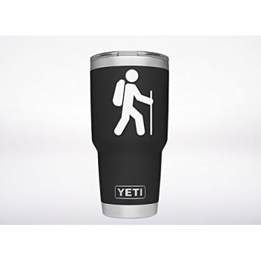 Imagem de ViaVinyl Hiking/hiker (branco) corte de molde decalque genuíno para janela de automóvel, copo Yeti e RTIC, Macbook e laptop, iPhone e Android, iPad, tablet e muito mais!