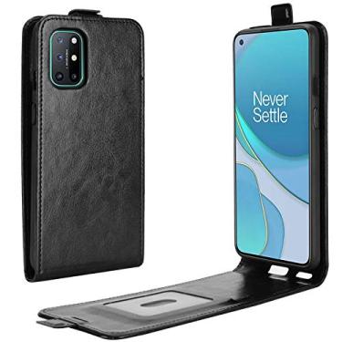 Imagem de YUNCHAO Caixa de telefone Para oneplus 8t r64 textura Única caixa de proteção vertical de couro vertical com slots de cartão e moldura de fotos capa para celular