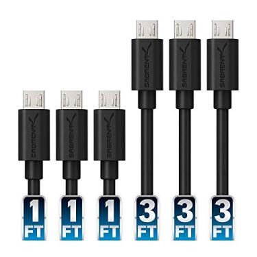 Imagem de Sabrent Cabo Micro USB Sabrent Premium 22AWG (3 x 90cm + 3 x 30cm) USB 2.0 A Macho de Alta Velocidade para Micro B Cabo Carregador e de Sincronização [Preto] [6 un] (CB-U631)