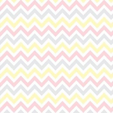Imagem de Papel De Parede Adesivo Chevron Rosa Amarelo Cinza Quarto 3m