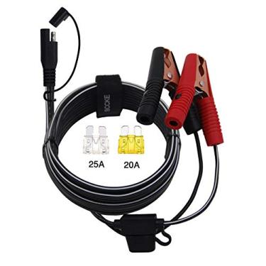 Imagem de SCCKE Cabo de extensão de conector SAE, 12 m, 14 AWG, clipe jacaré de crocodilo para cabo de extensão de conector SAE, adaptador de liberação rápida para clipes jacaré, cabo de desconexão rápida