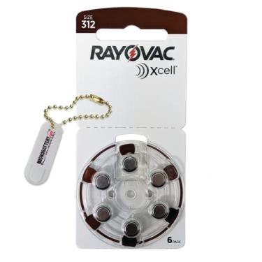 Imagem de Rayovac Bateria sem mercúrio tamanho Xcell 312 aparelho auditivo (60 baterias) + chaveiro