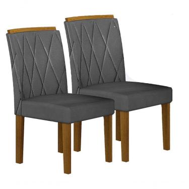 Imagem de Kit 02 Cadeiras Sala De Jantar Mdf Freijó,Chumbo