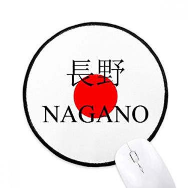 Imagem de Nagano Japonês Nome da Cidade Vermelha Bandeira do Sol Mouse Pad Tapete Redondo para Computador