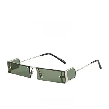 Imagem de Óculos de sol retangulares pequenos femininos punk designer vintage quadrado preto óculos de sol armação pequena moda legal óculos femininos uv, tamanho único