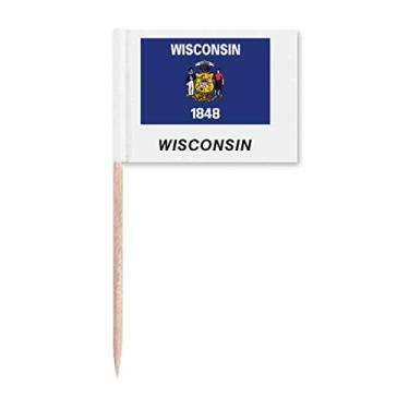 Imagem de Outline Flag State Wisconsin, palito, bandeiras, marcadores, decoração de festa