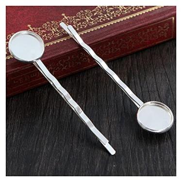 Imagem de RULEH Grampos de cabelo 12mm 10pcs Clássico 8 Cores Material de Cobre Chapeado Grampo de Cabelo Grampo de Cabelo Configuração de Base Cabochão Camafeu Grampo de Cabelo (Cor: Prata)