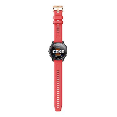 Imagem de HAZELS Pulseira de silicone com fivela de ouro rosa para Garmin Fenix 5S Plus 6S Pro 7S pulseira 20mm pulseira de substituição para Garmin Instinct 2S (cor: vermelho, tamanho: para Garmin Fenix 7S)