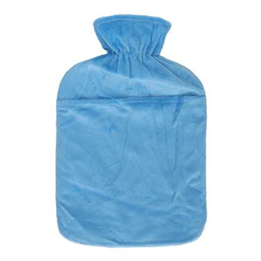Imagem de Garrafa de água Quente 2,0L, Grande Bolsa Clássica de água Quente Com Capa de Pelúcia Macia, Bolsa de água Quente Suave para Alívio Dor para Pescoço, Dor No Ombro, Azul Celeste