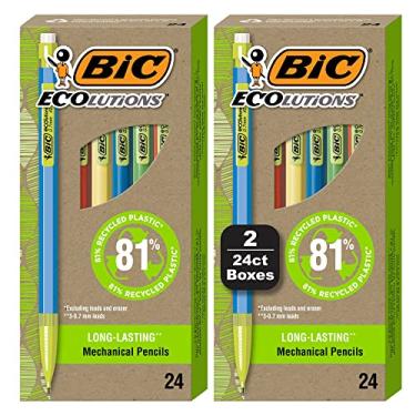 Imagem de BIC Lapiseira ReVolution #2, 65% plástico reciclado, ponta média (0,7 mm), embalagem 100% reciclada, pacote com 48 unidades