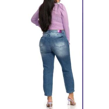 Imagem de Calça Jeans Mom Feminina Plus Size Midi Básica Calça Da Moda - Biotipo