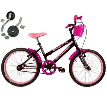 Imagem de Bicicleta Infantil Aro 20 Feminina Com Cestinha + Rodinha Lateral  - W