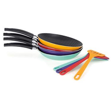 Imagem de Jogo com 12 Frigideiras de 22 Centímetros com Espátula Color Aluminio Antiaderente Linha Color Multiflon