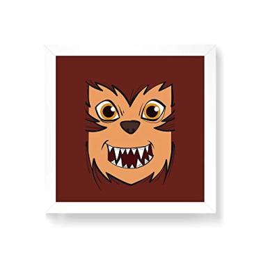 Imagem de Arte Maníacos Quadro Decorativo Lobisomem Rosto - 30x30cm (Moldura em laca branca)