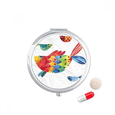 Imagem de Caixa de comprimidos de animais coloridos com desenho animado de peixe, caixa de armazenamento de medicamentos, dispensador de recipiente