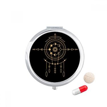 Imagem de Padrão totem geométrico alienígena estojo de comprimidos bolso caixa de armazenamento de medicamentos dispensador de recipiente