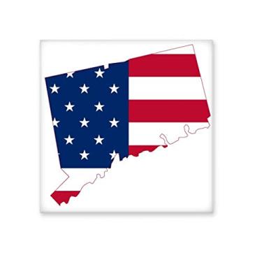 Imagem de Connectic USA Mapa Estrelas Tripes Bandeira Forma Cerâmica Azulejo Brilhante Decalque Pedra Adorna Tijolo Vitrificado
