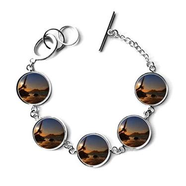 Imagem de DIYthinker Bracelete com imagem de águia oceânica ciência natureza corrente pingente joia