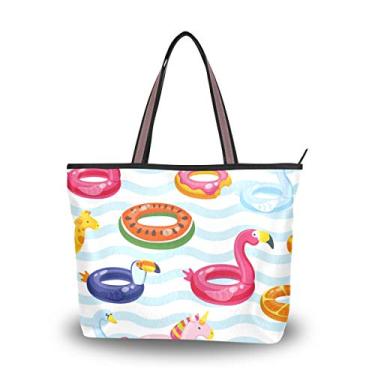 Imagem de Bolsa de ombro com alça superior para piscina, padrão de anéis, bolsa de ombro para mulheres, Multicolorido., Medium
