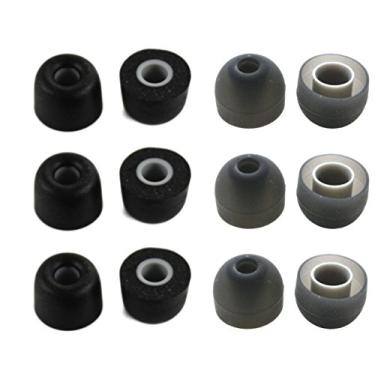Imagem de 3 pares de fones de ouvido esportivos com espuma de memória e 3 pares de fones de ouvido de borracha de silicone, pontas auriculares para fones de ouvido JayBird BlueBuds X, X2 e X3 Bluetooth, Large