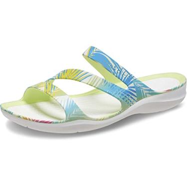 Imagem de Crocs Sandália feminina Swiftwater, sandálias leves e esportivas para mulheres, Branco/Tropical, 33