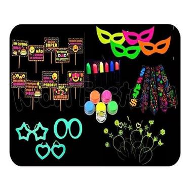 Imagem de Kit De Adereços Festa Neon Brilha Na Luz Negra Balada