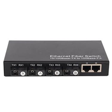 Imagem de Switch óptico Ethernet, 6 Portas 10 100 Mbps, RX1550, Tx1310nm, Indicador LED, Switch Rápido para Rede, Modo único de Fibra única, Negociação Automática (plugue americano)
