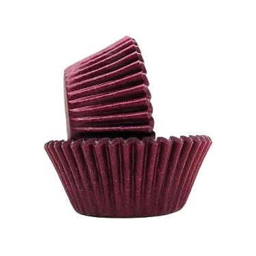 Imagem de Regency Wraps Copos de cozimento de grau profissional à prova de graxa, pacote com 40, forros padrão, cor borgonha, para cupcakes, muffins, doces, antiaderentes