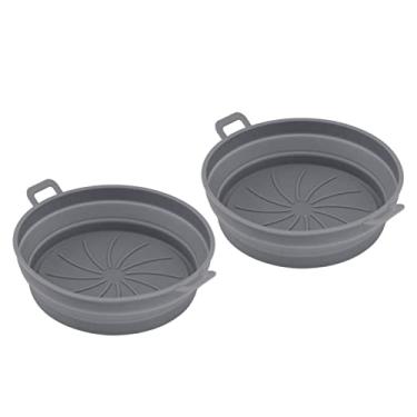Imagem de Forro de Fritadeira, Silicone Menos Oleoso, Seguro para Lava-louças, Circulação de Ar Uniforme, Panela de Fritadeira para Cozinhar (Cinza)