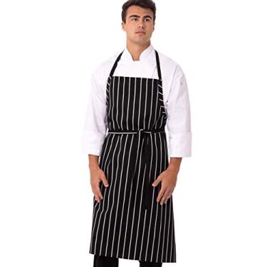 Imagem de Chef Works Avental de chef inglês unissex, Preto com listras de giz, One Size