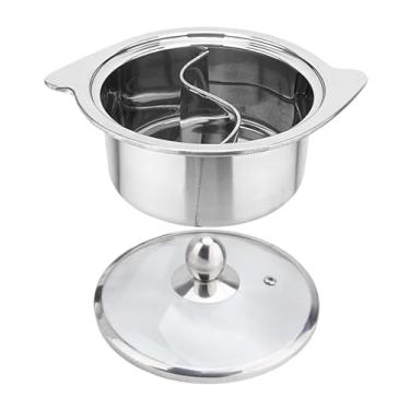 Imagem de Gralara Panela quente com divisor chinês dupla face pote de indução panela portátil panelas para restaurante cozinha, 16cm com tampa