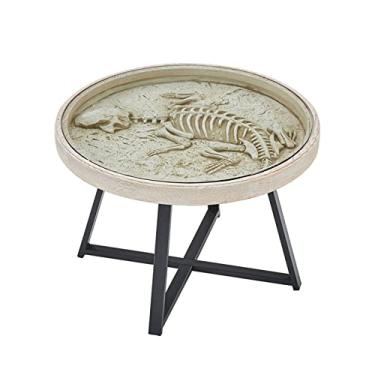 Imagem de Mesa de centro redonda retrô mesa de jantar, mesa de chá, mesa de canto lateral com mesa de vidro e mesa de centro com moldura de metal para sala de estar