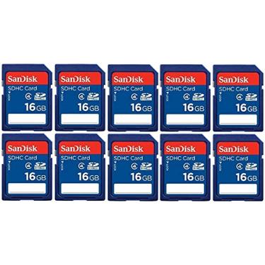 Imagem de Lote de 10 SanDisk 16 GB SD SDHC Classe 4 Flash Cartão de câmera de memória SDSDB-016G-B35 Pack + leitor de cartão USB SD/TF