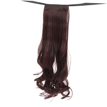 Imagem de FRCOLOR perucas trançadas postiços para mulheres perucas femininas peruca de cabelo humano encaracolado peruca feminina extensões de cabelo de fita grande onda rabo de cavalo