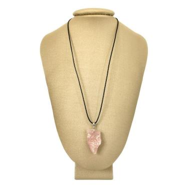 Imagem de Colar Em Couro Grego E Prata Quartzo Rosa Bruto - P. Vecchio