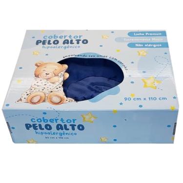 Imagem de Cobertor Berço Menino Microfibra Urso Azul Marinho Alto Relevo Presente Cha de Bebe Maternidade