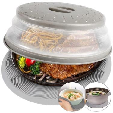 Imagem de Capa de micro-ondas e tapete para alimentos Aidacom de silicone cinza de 10,5 polegadas