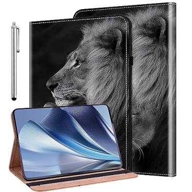 Imagem de ALILANG Capa para Lenovo Tab M9 9" 2023 (TB-310FU) com Stylus, capa dobrável à prova de choque para Lenovo Tab M9 Capa-Dois Leões