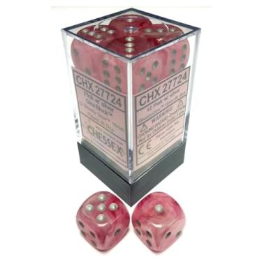 Imagem de Conjunto de dados DND - Chessex D&D Dice-16 mm Ghostly Glow rosa e prata conjunto de dados poliédricos de plástico - Dungeons and Dragons Dice Inclui 12 dados – D6, vários (CHX27724)