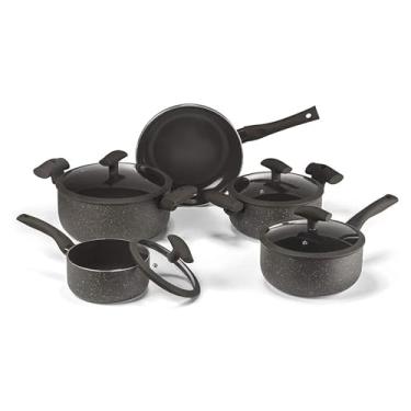 Imagem de Jogo de Panelas Antiaderente Soft Touch Marrom 5 Pçs - Hercules